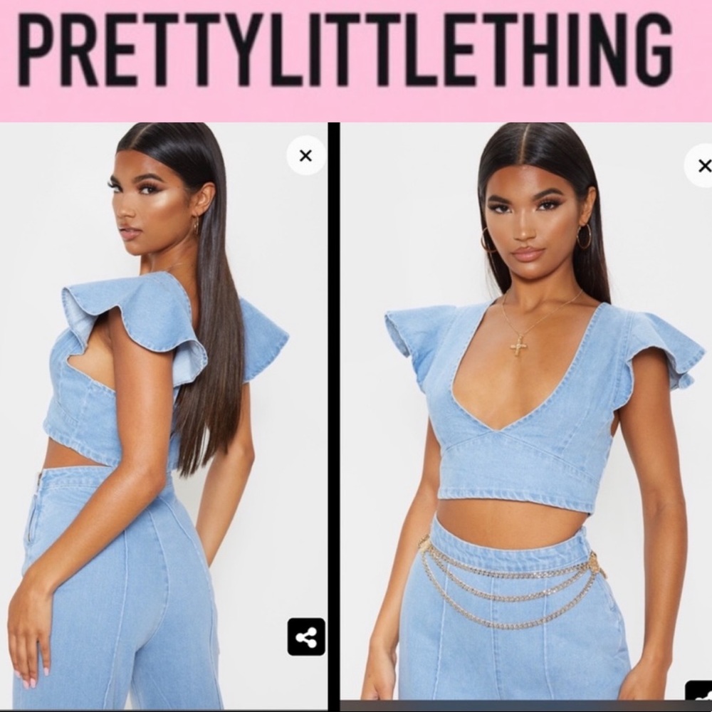 🥳🎉HP🎉🥳 Flared sleeve denim crop top